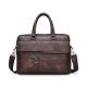 JEEP Men Briefcase Bag  Leather Dark Brown